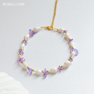 Original Shell Bracelet with Natural Stone Handmade